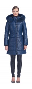 Milly Blue Leather Puffy Coat